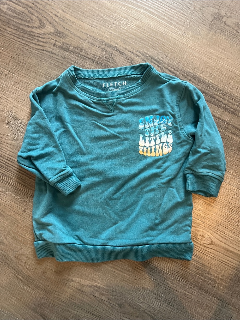 FLETCH Teal 'Enjoy the Little Things' Kids Sweatshirt